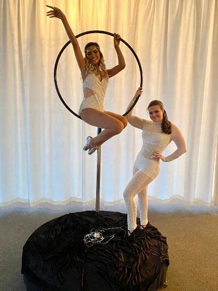 two girls aerial hoop event entertainer